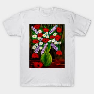 beautiful poppies and daisy's I'm brass and copper vintage vase T-Shirt